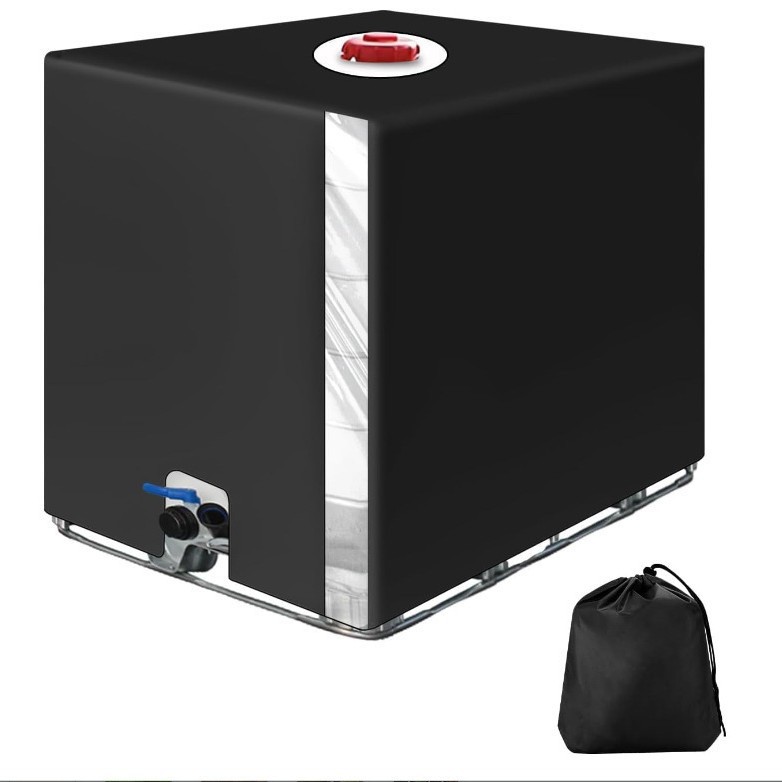 1000-liter-ibc-plane, Regenwassertankabdeckung Mit Transparentem Sichtfenster, Uv- Und Staubschutz, Wasserdichte Abdeckung Für Tanks, Grau (116 X 100 X 120 Cm)
