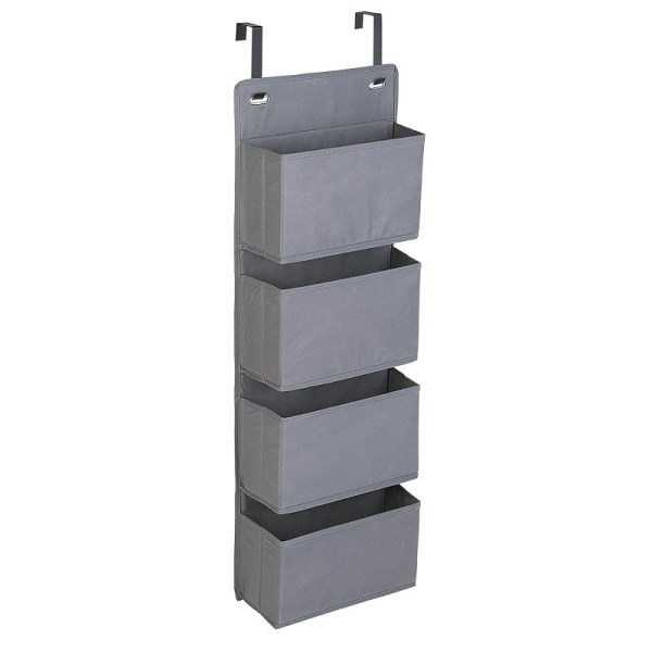 Tatkraft Cozy – Hängender Türhänger, 4 Graue Fächer, Praktischer Wandorganizer