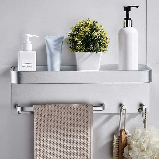 Wandregal Fürs Badezimmer, Selbstklebendes Wandregal Ohne Bohren, Aufbewahrung Für Küche Und Schlafzimmer, Duschablage, Wohnaccessoires, Silber.