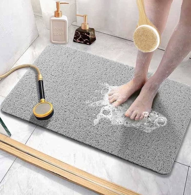 Rutschfeste Badematte Mit Abflusslöchern, Weiche Und Bequeme, Schnelltrocknende Duschmatte (40x60 Cm, Grau)