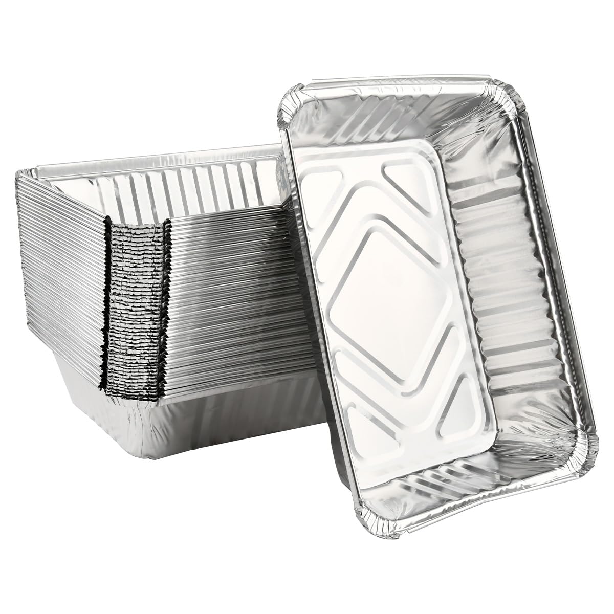 50 Einweg-backformen Aus Aluminium – Fettabweisende Backform – Tropfschale – Aluminiumblech – Aluminiumgrill – Ideal Für Grillabende, Strand, Camping, Picknicks Und Partys – Silberfarben