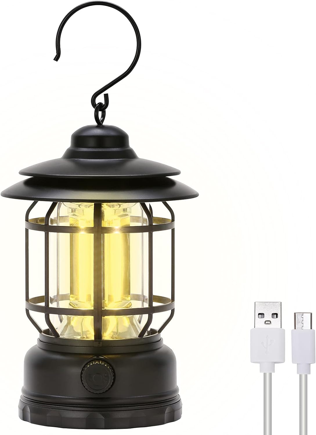 Lanterne De Camping Rechargeable, Lampe Led Électrique Portable, Lampe De Camping Suspendue Pour Tente, Lanterne De Table Vintage Décorative, Intensité Variable, Étanche Pour Le Camping, Les Pannes De