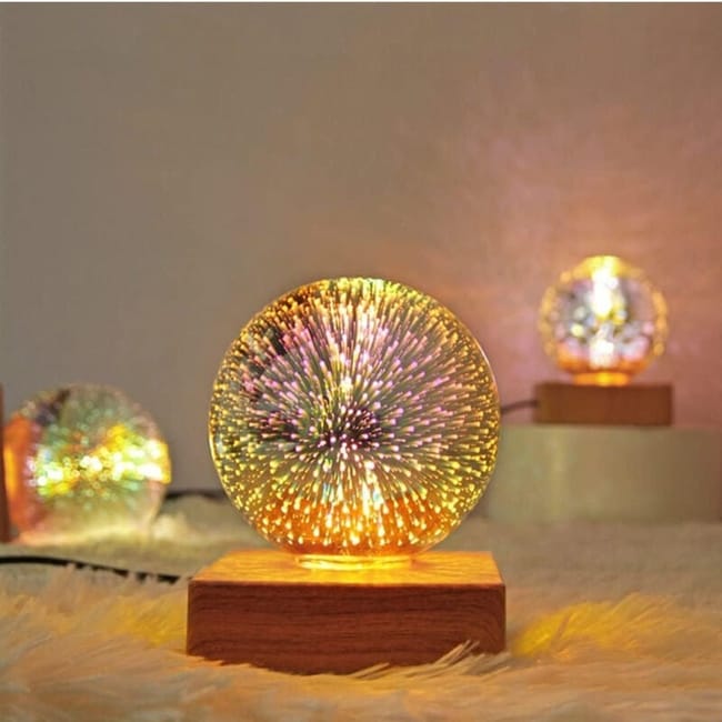 Veilleuse Boule De Cristal Led 3d, Veilleuse Feux D'Artifice Led, Lampe De Table Romantique, Boule De Cristal Magique, Lampe Décorative Avec Socle (sku Produit : 98356606 Sku Offre : Mwj25.10.31-8)