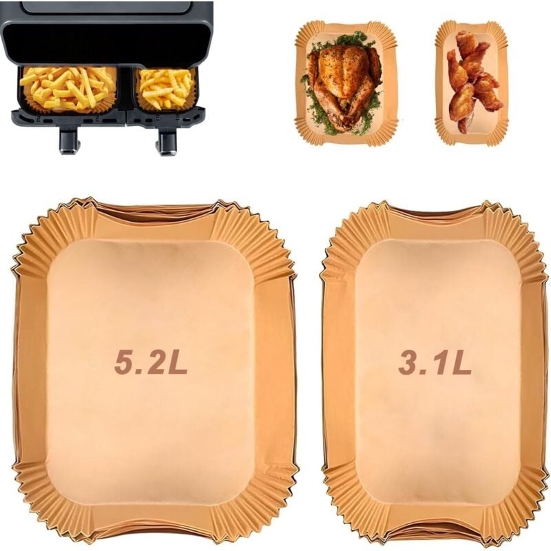 100pcs Papier Cuisson Air Fryer Pour Moulinex Ez901820 5,2/3,1 L, Papier Sulfurisé Pour Air Fryer Philips Airfryer Série 3000, Air Fryer Papier Cuisson Pour Air Fryer Lakeland Tower Salter
