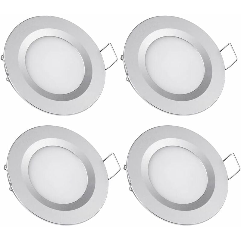 X Spot Led Encastrable 12v Trou 58-65mm 3w 3200k Plafonnier Encastré Pour Camping-car Bateau Caravane Van Yacht Blanc Chaud (finition Argentée)