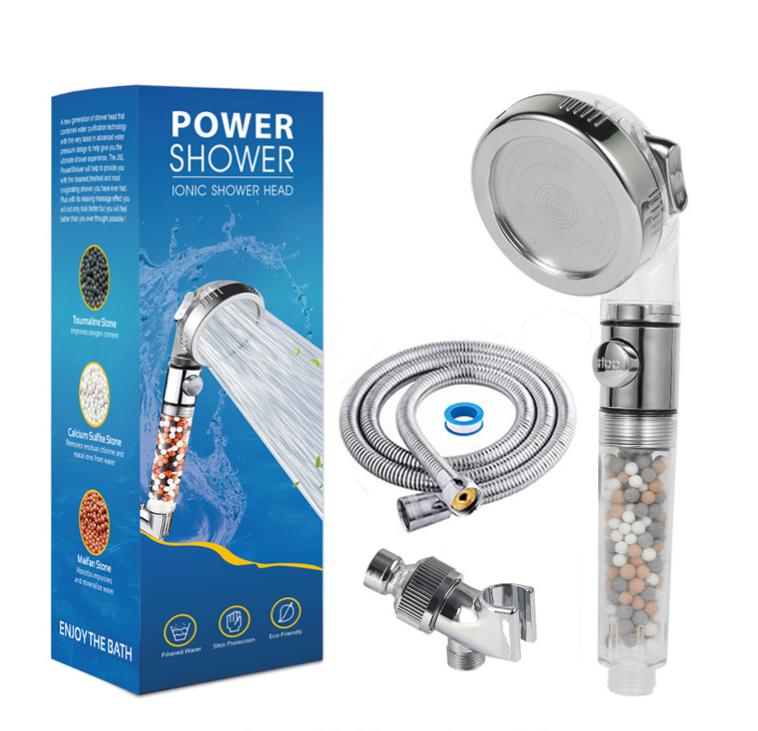 Pommeau De Douche 3 En 1 Pommeau De Douche À Économie D'Eau Filtre Ionique Pommeau De Douche Avec Tuyau De 1.5 M - Économie D'Eau