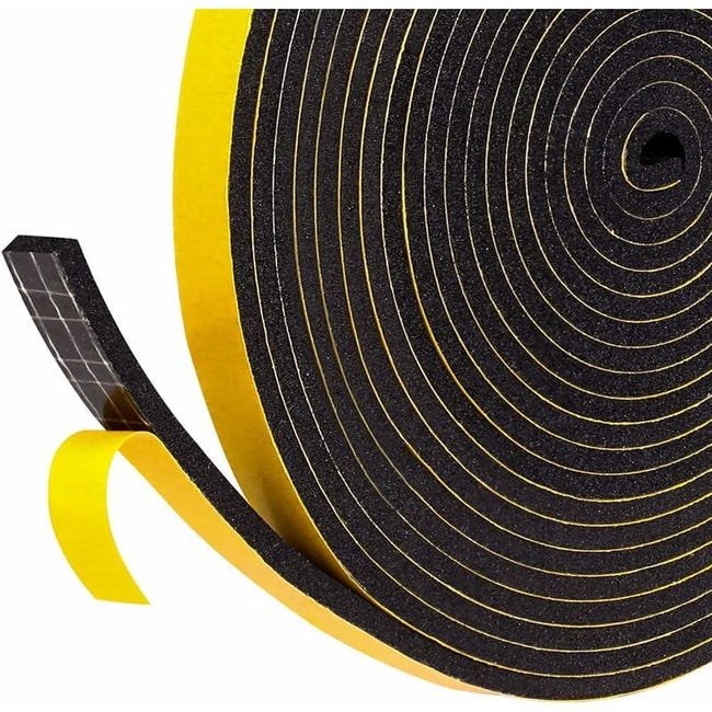 Joint Adhésif En Mousse De Caoutchouc Pour Isolation De Fenêtre, Joint D'Entrée De Porte, 1 Rouleau 12 Mm X 3 Mm X 4 M