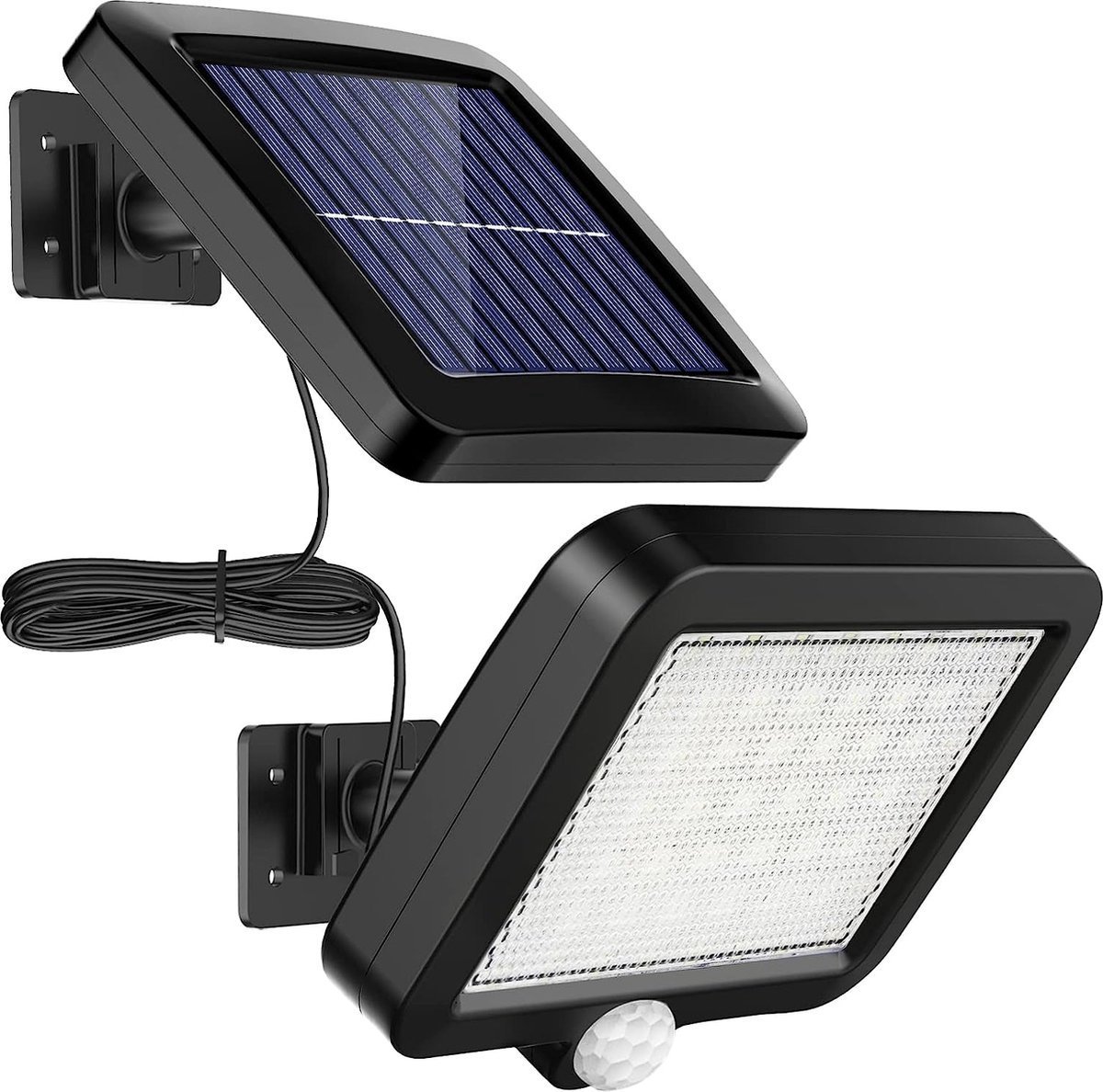 Lampe Solaire D'Extérieur, 56 Led Avec Détecteur De Mouvement, Étanche Ip65, Angle D'Éclairage De 120°, 3 Modes D'Éclairage, Câble De 5 M.
