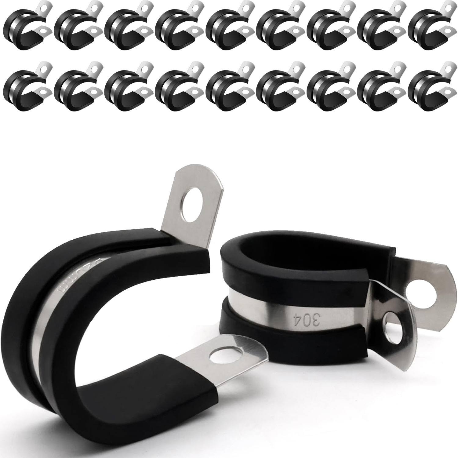 20 Colliers De Serrage Avec Garniture En Caoutchouc, Colliers De Serrage En Acier Inoxydable Avec Vis, 38 Mm