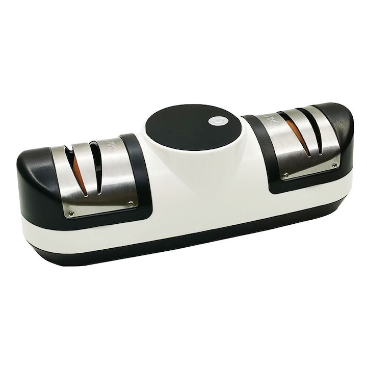 Ascutitor De Cutite, Qttvbtna, Otel Tungsten, Sistem De Ascutire Diamant Si Ceramic, Design Ergonomic, Antiderapant, Negru / Alb
