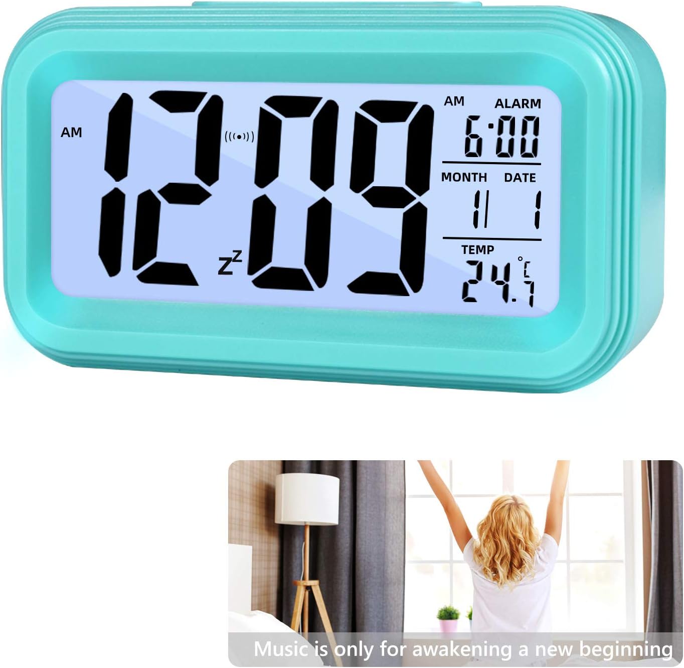 Réveil Numérique Intelligent, Veilleuse Intelligente Réglable, Fonction Snooze, Affichage De La Température Et De La Date, Convient Aux Adultes Et Aux Enfants