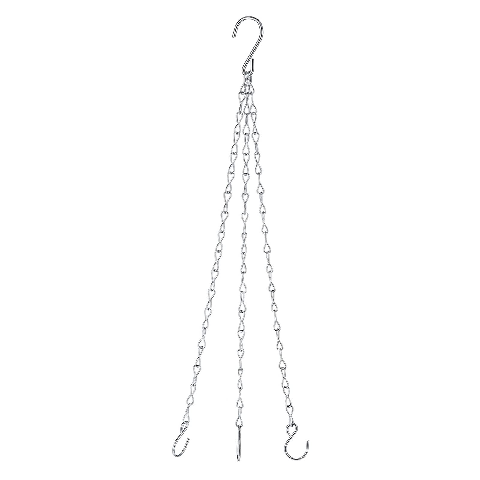 4-delige Set - Hangerketting Met Bloemenmandje - Hangerketting Met Verlichting - Decoratieve Ketting - Zwarte Metalen Bloempotketting - Hangerketting Met Drie Schakels - S-haakmodel - Zilver