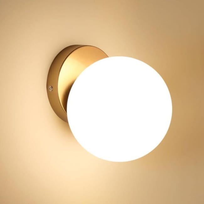 Applique Murale Moderne, Applique Murale Globe E27, Applique Murale D'Intérieur Abat-jour En Verre 15 Cm Pour Chambre À Coucher, Or