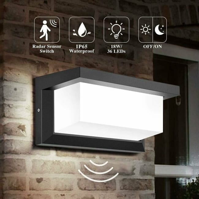 Applique Murale Extérieure Led Avec Détecteur De Mouvement, Éclairage Extérieur 18 W, Étanche Ip65, Éclairage Carré À Induction Radar (blanc Froid) (référence Produit : 95197209 Offre : Lehuamwj262)