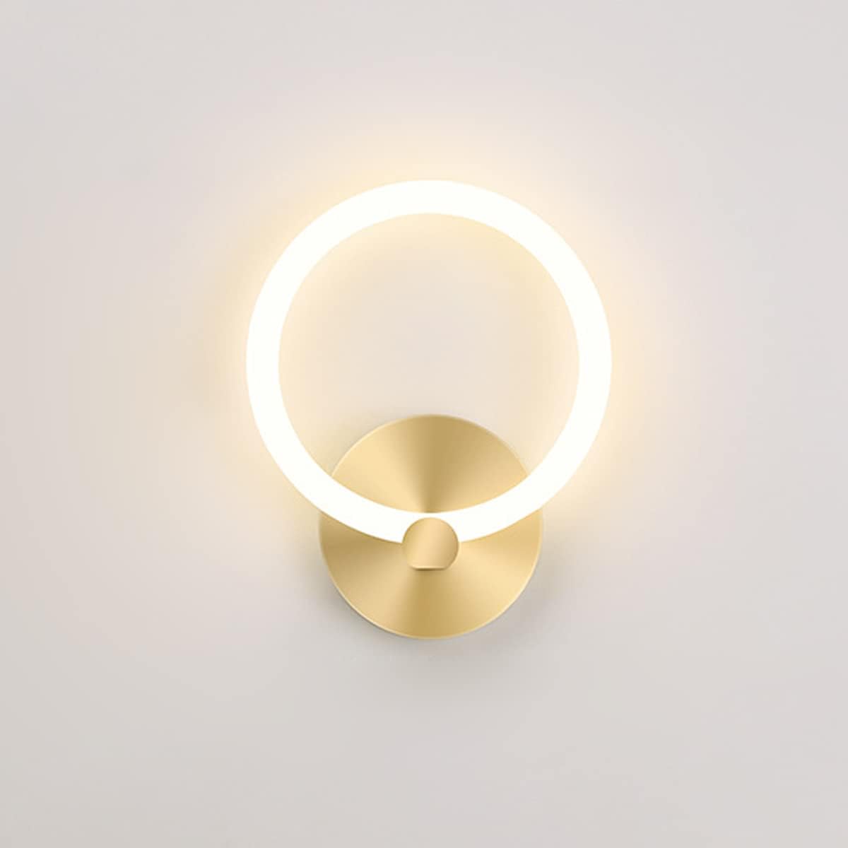 Applique Murale Intérieur Led Or Rond Chevet Mur 19cm Chambre Applique Murale, Pour Salon, Couloir, 10w