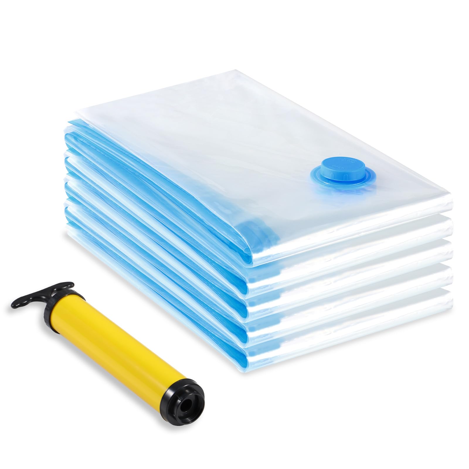 Sac Rangement Sous Vide Aspirateur, Lot De 5 (60 X 80cm) Sac Vetement Reutilisable, Housse De Rangement Sous Vide Couettes Avec Pompe Manuelle