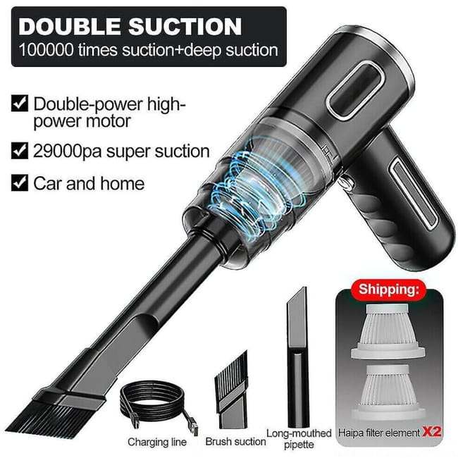 Aspirateur De Voiture Puissant 29000pa Humide Et Sec Sans Fil À Forte Aspiration Portatif (sku Produit : 95210129 Sku Offre : Lehuamwj1458)