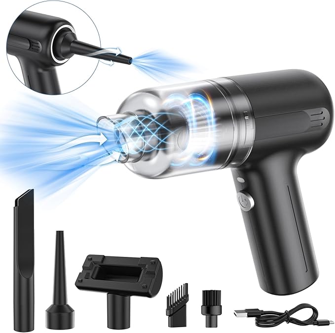 Car Vacuum Cleaner High Power, Handheld Mini Vacuum Cordless,8000pa Strong Suction,rechargeable Portable Vacuum Cleaner 3 In1 Dust Buster & Air Blower & Hand Pump, Dry Use For Car, Keyboard