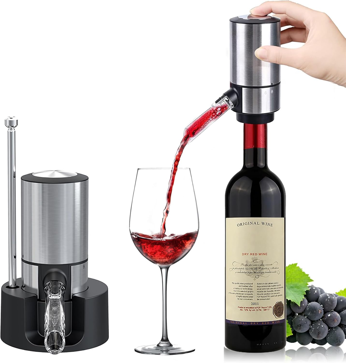 Aérateur De Vin Électrique Ataller, Verseur Automatique Avec Pompe Et Tube Rétractable, Socle Pour Une Oxydation Instantanée En Une Seule Touche, Carafe Aératrice Intelligente, Cadeau Idéal Pour Les A