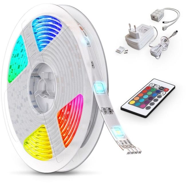 Bande Led 5m Stripe Rgb Éclairage Décoratif Bande Lumineuse Rgb Changement De Couleurs
