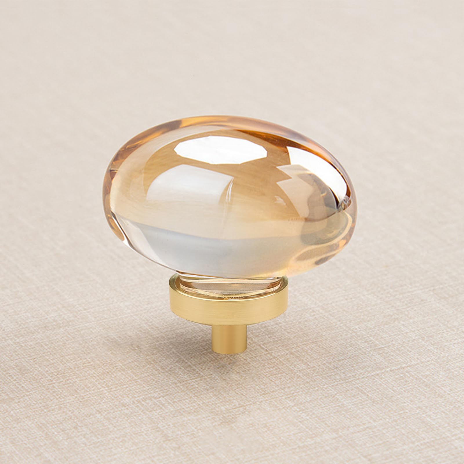 Lot De 8 Boutons D'Armoire Et Cristal Champagne Doré Pour Tiroirs Pour Commodes, Meubles Et Laiton (ovales)