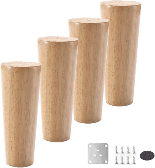 Pieds De Meubles Modernes,pieds De Bureau En Bois De Chêne Massif,pieds De Canapé Coniques,pattes De Meuble De Cabinet Tv,pour Diy Meuble(10cm)