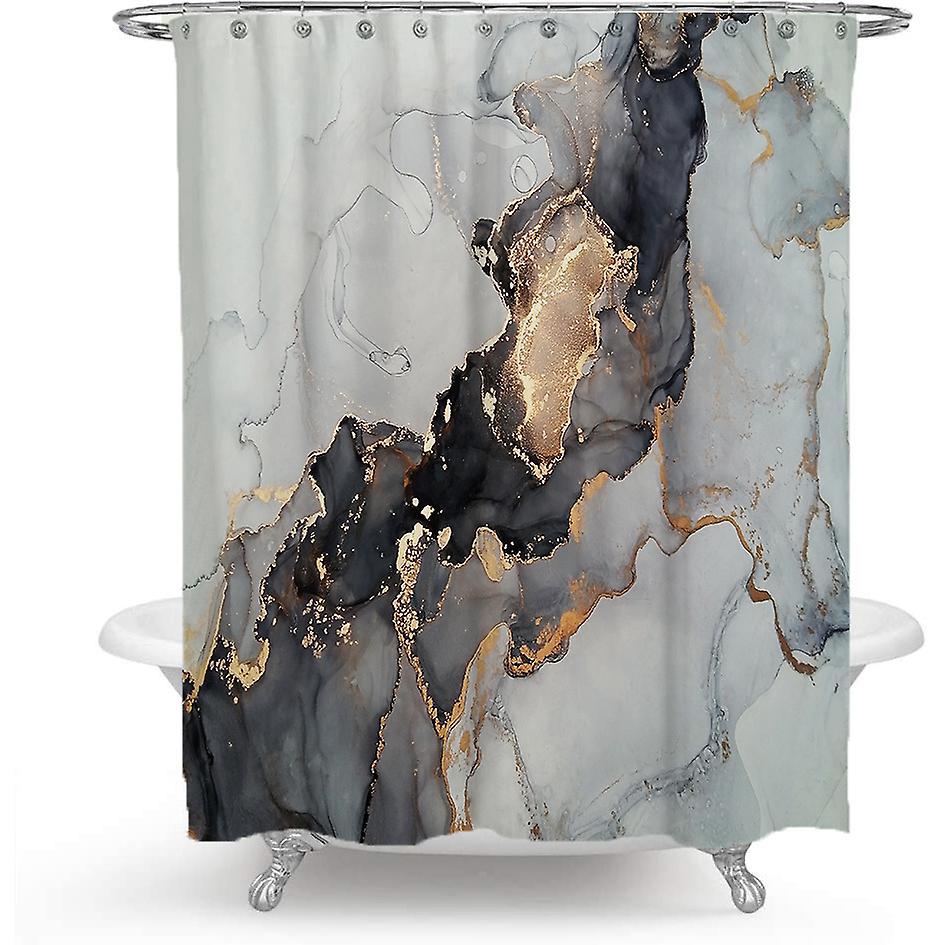 Rideau De Douche Imperméable Effet Marbre Avec Motif Perle Rare - 150 X 180 Cm