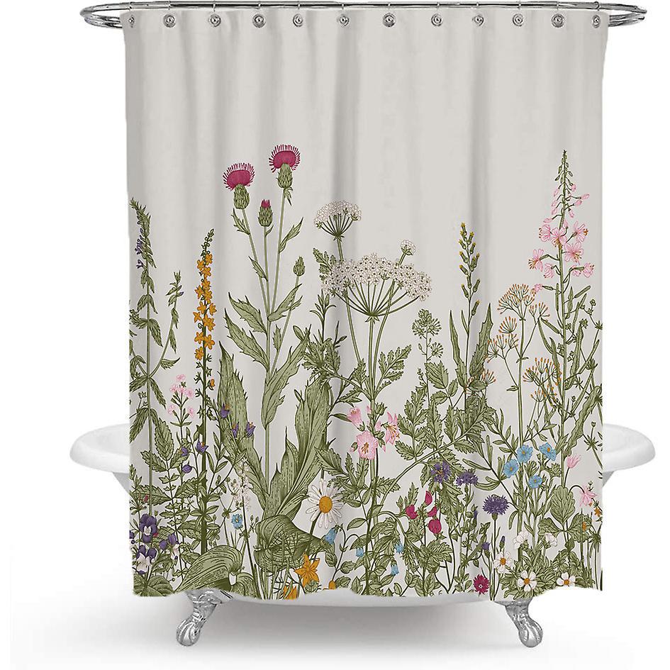 Waterproof Colorful Flowers Shower Curtain, Separate Bath Curtain 150 180cm