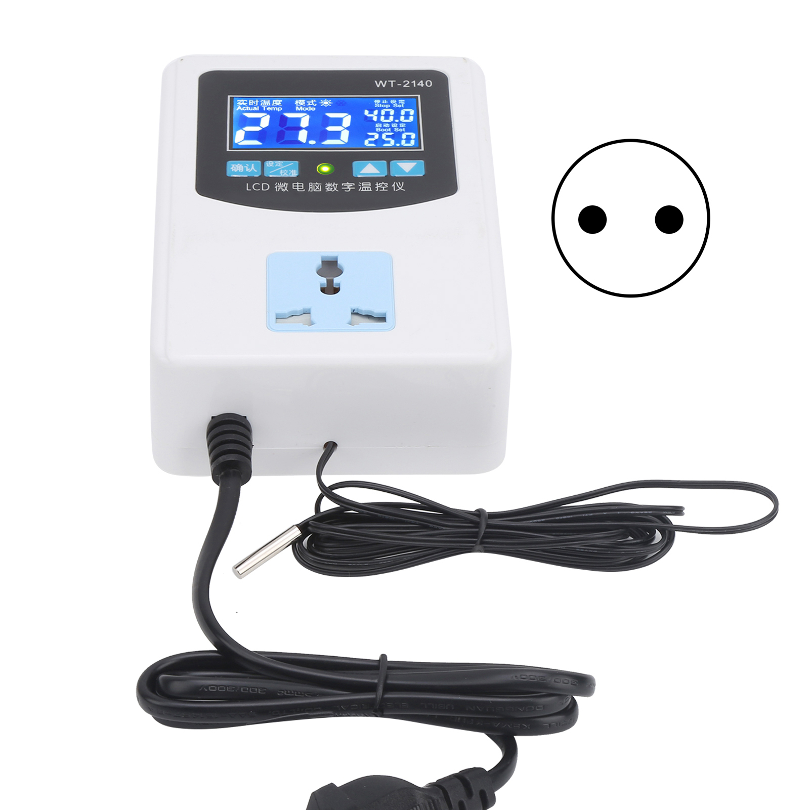 Temperature Controller Digital Display Microcomputer Intelligent Thermostat Switch 2000weu Plug 220v