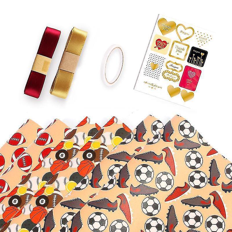 Papier Cadeau En Forme De Ballon De Football Pour Hommes Et Garçons - Papier Kraft Pour Anniversaires, Fêtes Et Événements Sportifs - 50 X 70 Cm