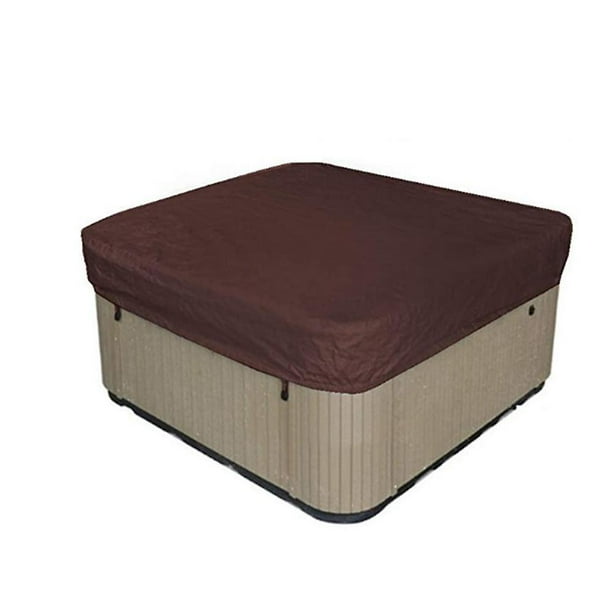 Couverture Carrée Imperméable Marron Pour Spa Extérieur (210 X 210 X 30 Cm) En Polyester