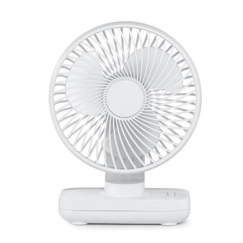 Ventilateur De Table Silencieux, Petit Ventilateur De Bureau Usb Avec 4 Vitesses De Ventilation, Orientable À 90°, Sans Fil, Blanc
