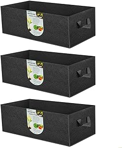 Lot De 3 Sacs De Plantation Rectangulaires En Feutre Noir 50 X 30 X 20 Cm