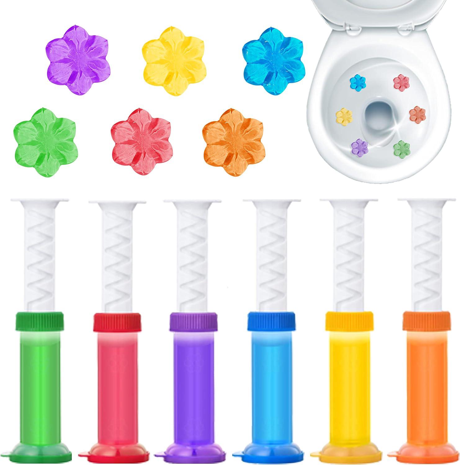 Lot De 6 Coussinets De Gel Pour Cuvette De Toilettes, Parfum Fleurs Fraîches, Désodorisant D'Intérieur, Distributeur Et Gel Inclus.