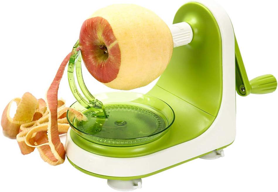 Éplucheur À Pommes Manuel - Poignées Antidérapantes À Ventouses Pour Plan De Travail - Manivelle Automatique - 2 Lames Remplaçables En Acier Inoxydable Avec Capuchon De Protection