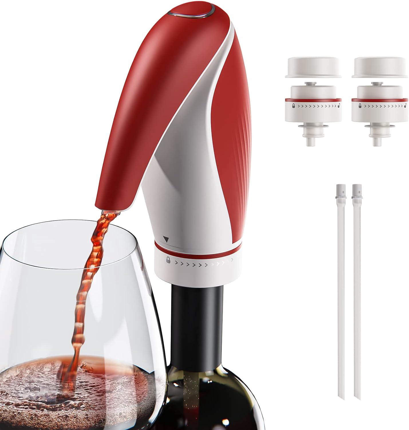 Rouge - Aérateur À Vin Électrique, Verseur À Vin Rechargeable 3 En 1, Carafe À Vin, Distributeur, Stérilisateur - Cadeau En Forme De Pingouin Pour Les Amateurs De Vin