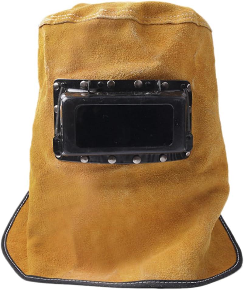 Casque De Soudage En Cuir Confortable, Équipement De Protection Pour Soudeur, Casque De Travail, Casque De Soudage, Résistant À La Chaleur, Anti-poussière, Pour La Tête, Le Visage Et Le Cou, Casquette