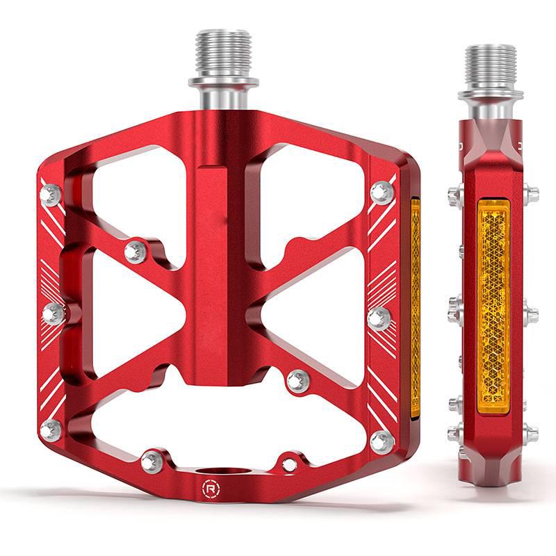 Pédales De Vélo En Aluminium (rouge) Avec Réflecteurs, Alliage D'Aluminium Avec Réflecteurs, Repose-pieds, Accessoires Pour Vélo