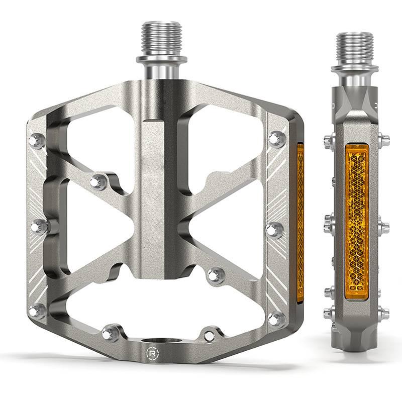 Pédales De Vélo En Aluminium Gris Argenté Avec Réflecteurs, Repose-pieds, Accessoires De Cyclisme