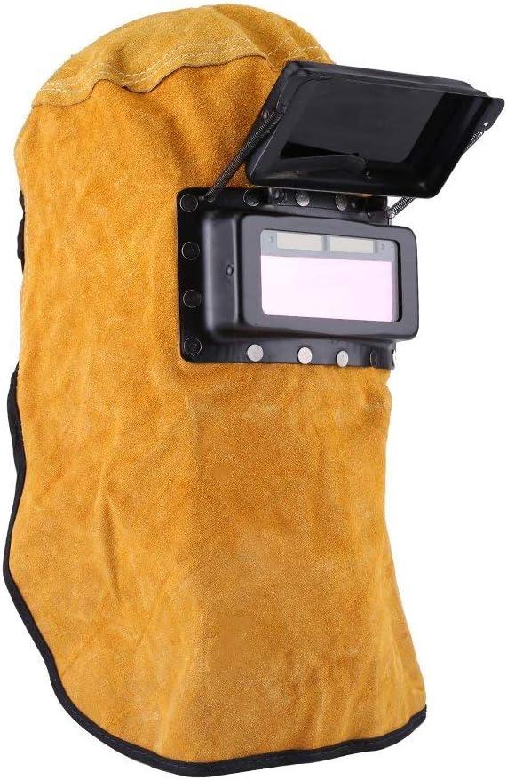 Cagoule De Soudeur En Cuir De Vachette, Casque De Soudage, Masque De Protection, Masque De Travail, Casquette À Obscurcissement Automatique Avec Filtre Solaire… (tête Complète)