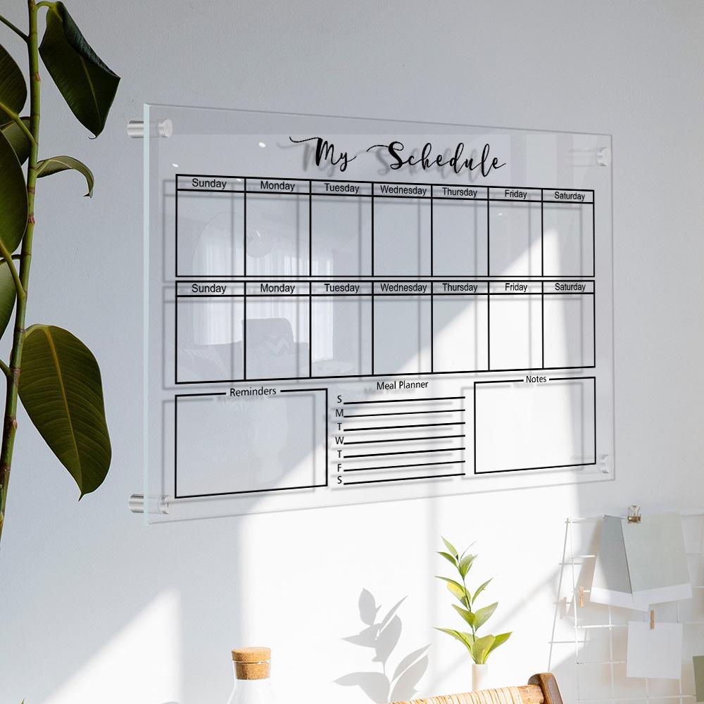 Bloc-notes Suspendu Pour Agenda Hebdomadaire (grand Format) Avec Stylo, Tableau D'Écriture Transparent En Acrylique Effaçable, Conseils Pour Les Mémos
