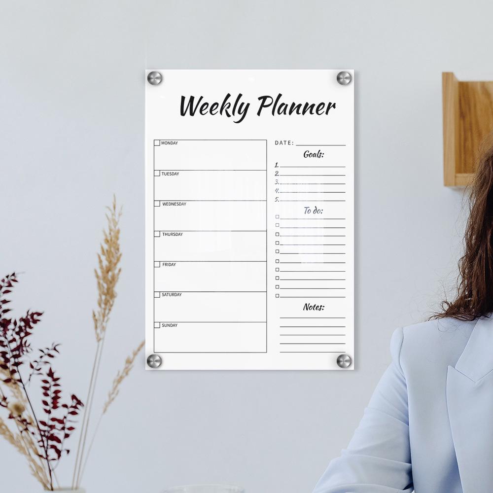 Bloc-notes Suspendu En Acrylique Pour Agenda Hebdomadaire (grand Format) Avec Stylo, Tableau D'Écriture Effaçable Transparent, Conseils Pour Mémos