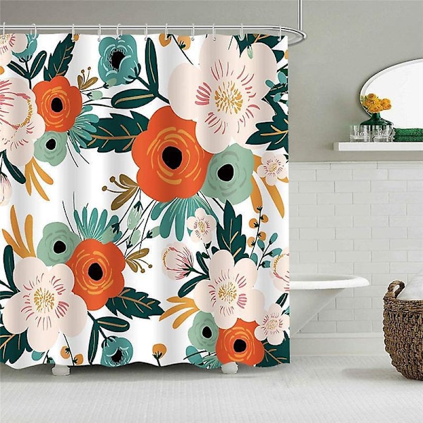 Natural Green Leaves - Shower Curtain - Mold And Mildew Resistant, 180x180cm, Washable Polyester, 3d Hd Design With 12 Hooks