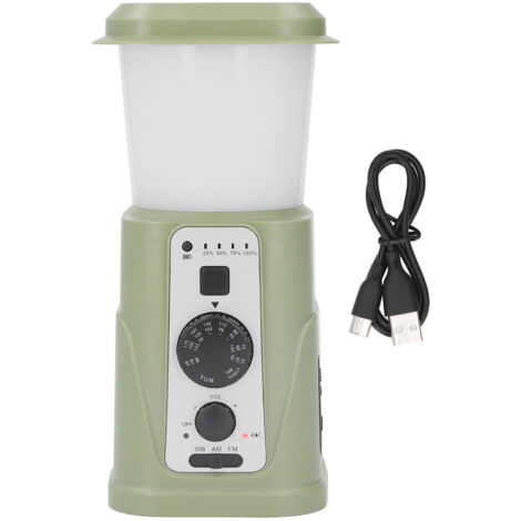 Lampe De Camping Manuelle À Manivelle, Solaire Avec Indicateur Led Ipx3, Étanche Et Rechargeable, Version Américaine, Éclairage Extérieur Vert, 5000 Mah