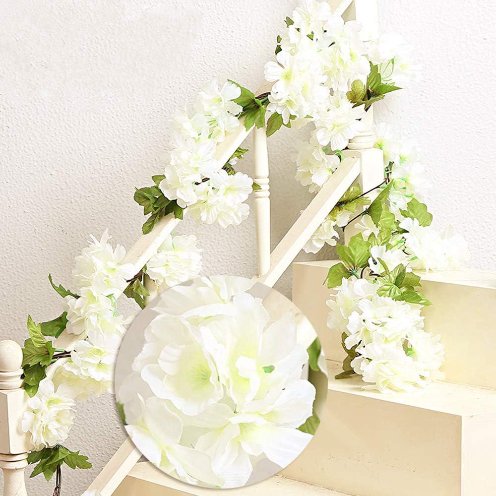 Pièces X 1,8 Cm - Guirlande De Fleurs De Cerisier Artificielles Blanches À Suspendre, Idéale Pour Une Clôture Familiale, Un Jardin, Un Mariage Ou Une Décoration De Noël.