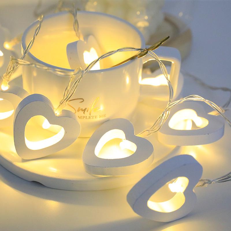 Guirlande Lumineuse En Bois En Forme De Cœur Pour La Saint-valentin, Guirlande Lumineuse Led Suspendue En Bois, Fonctionne Sur Piles, Décoration Pour La Saint-valentin, Chambre, Fêtes, Anniversaire, M