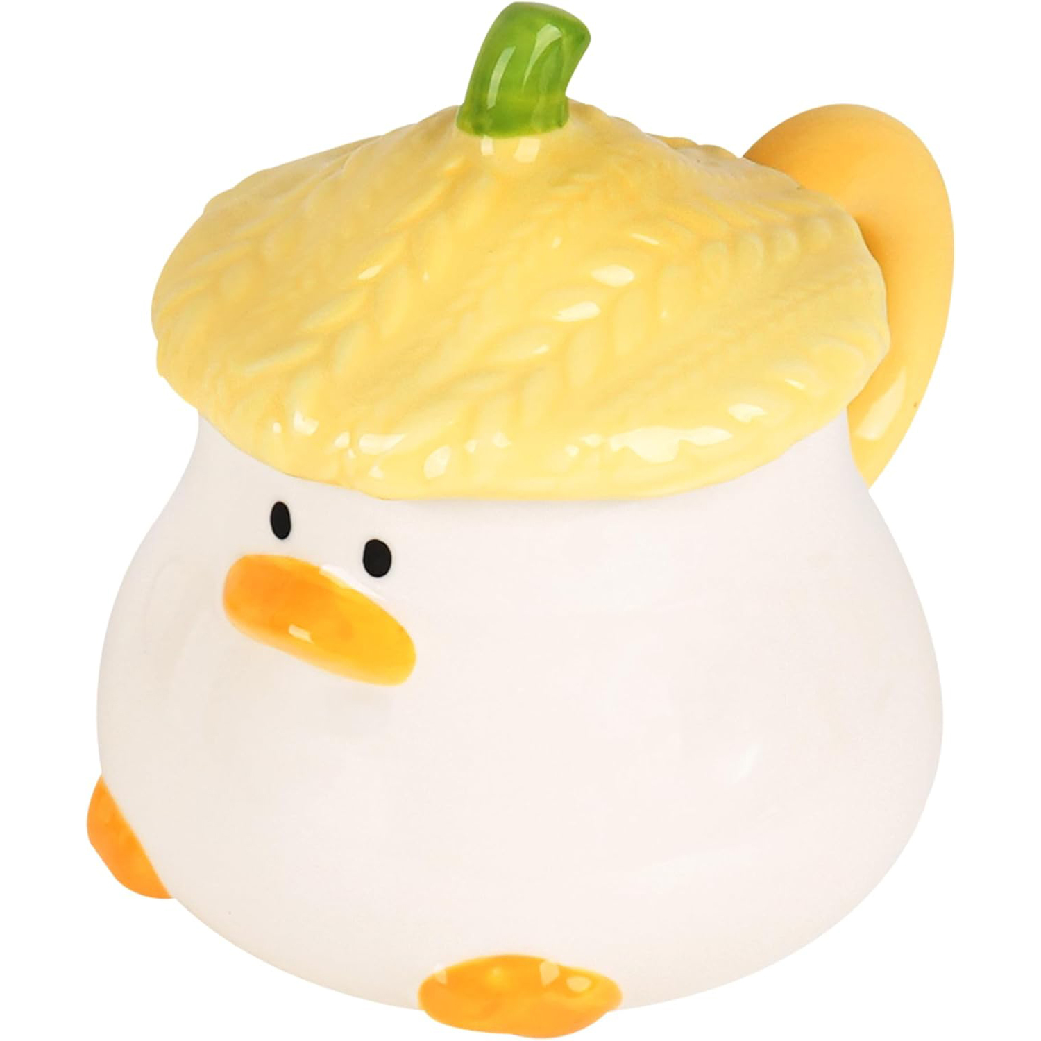 Duck Ceramic Coffee Mug With Textured Lid, 11.8 Oz Large Capacity Cartoon Coffee Cup For Tea, Milk, Cereal, Ideal For Afternoon Tea, Office, Home (yellow)