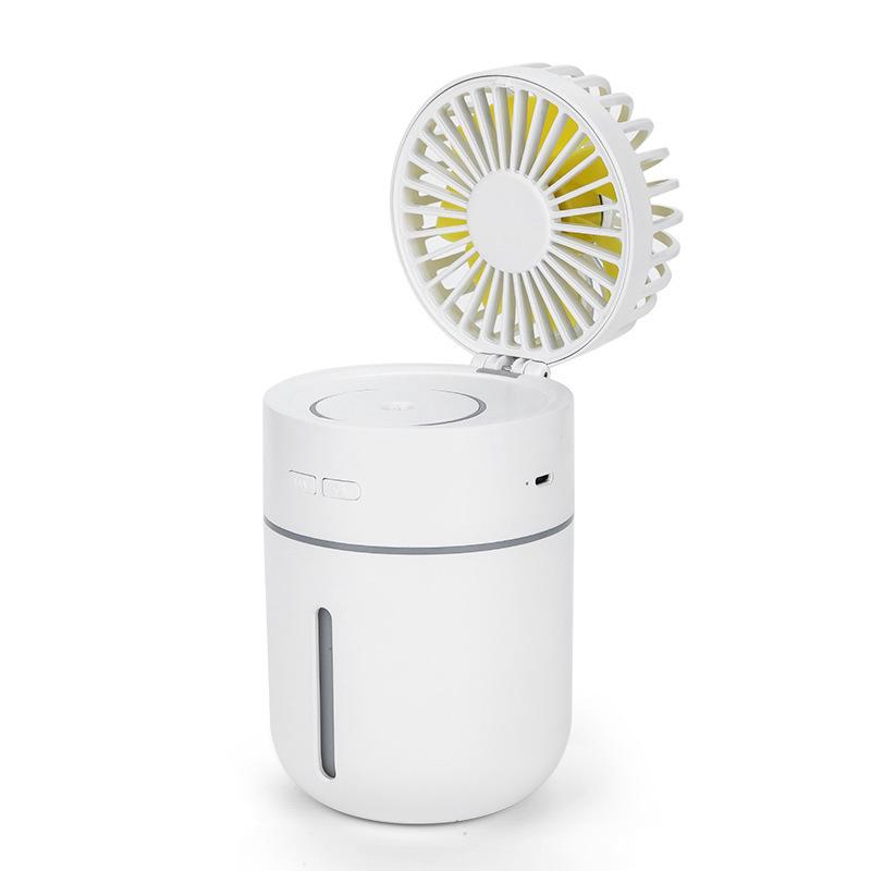 Mini Humidificateur D'Air 400 Ml Avec Ventilateur, Climatiseur Portable Rechargeable Par Usb, Purificateur Ultra Silencieux, Led 7 Couleurs (blanc)