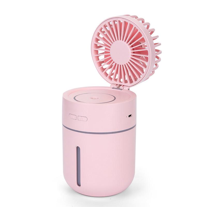 Mini Humidificateur D'Air 400 Ml Avec Ventilateur, Purificateur D'Air Portable Rechargeable Par Usb, Ultra Silencieux, Led 7 Couleurs (rose)