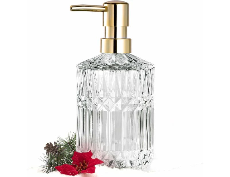 Distributeur De Savon En Verre Transparent Avec Pompe En Plastique Abs, Distributeur De Lotion Pour La Cuisine Et La Salle De Bain (cristal)